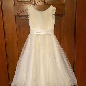Girl's Layered Tulle Ivory Bridesmaid Dress S-4